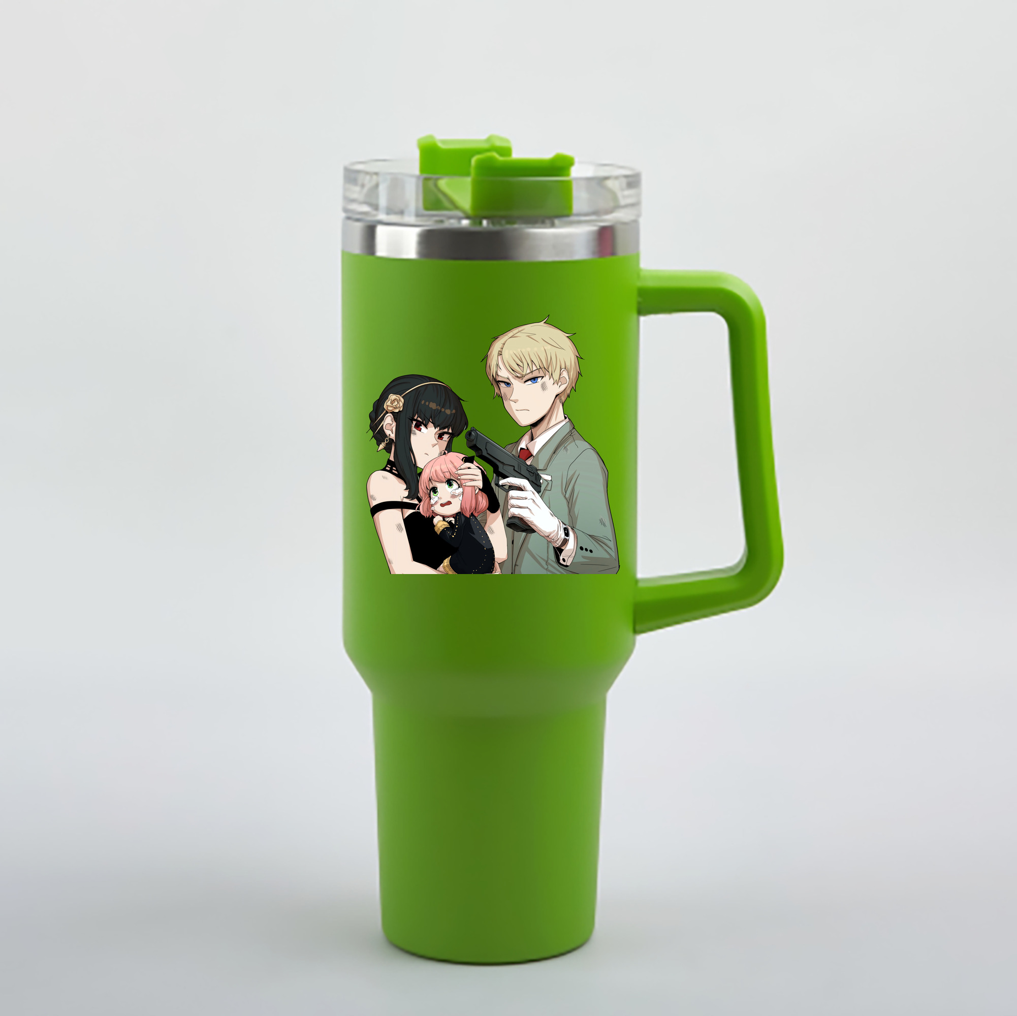 （画像用） SPY×FAMILY间谍家家酒 1200mL車用タンブラー - クリスタルステッカー（プラスチックストロー付き）
